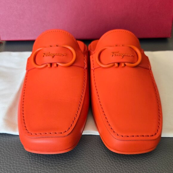 Salvatore Ferragamo Vulcano Red Calf Leather Mule - Picture 4 of 12